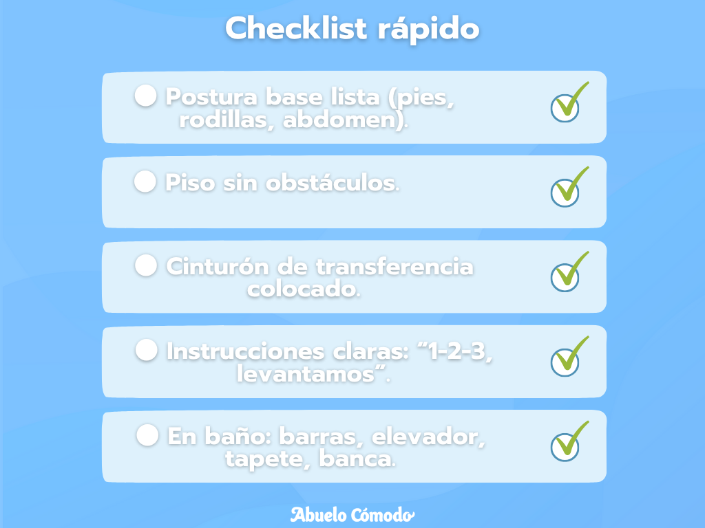 Lista rápida para evitar caídas